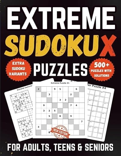 500+ Extreme Diagonal Sudoku X Puzzles for Adults, Teens And Seniors: Challenging Diagonal Sudoku with Solutions, Bonus Variants, and Free Extra Puzzles
