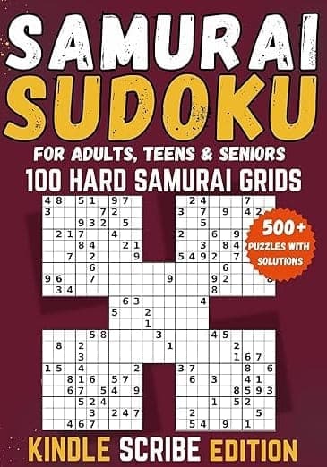 Hard Samurai Sudoku for Teens, Adults & Seniors: 100 Tough Puzzles with Extra Variants - Killer, Jigsaw, Diagonal & Even-Odd
